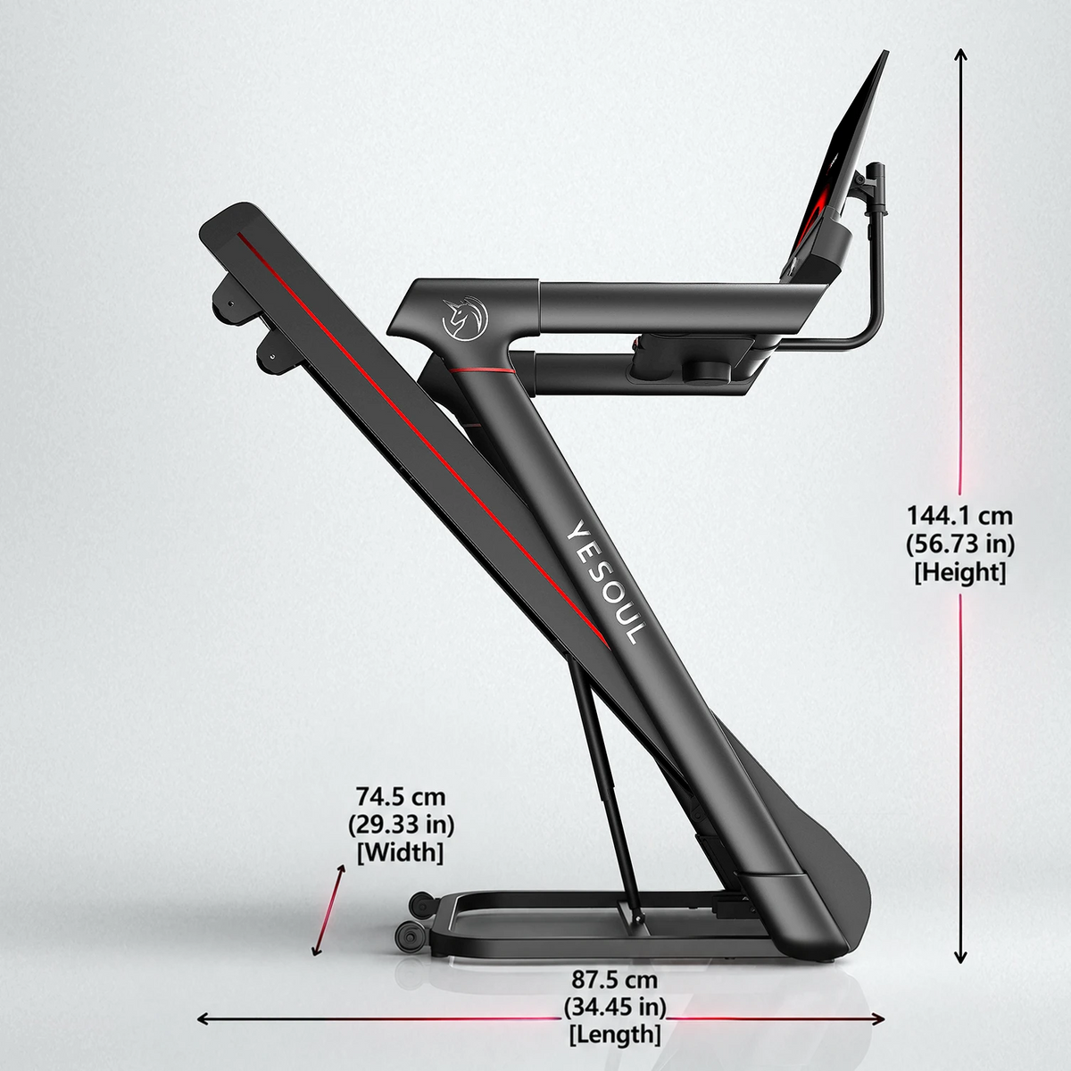 YESOUL T3S PLUS: Length × width × height: 87.5 × 74.5 × 144.1 cm (34.45 × 29.33 × 56.73 in)
