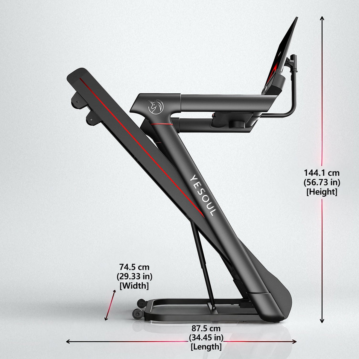 YESOUL T3S PLUS: Length × width × height: 87.5 × 74.5 × 144.1 cm (34.45 × 29.33 × 56.73 in)