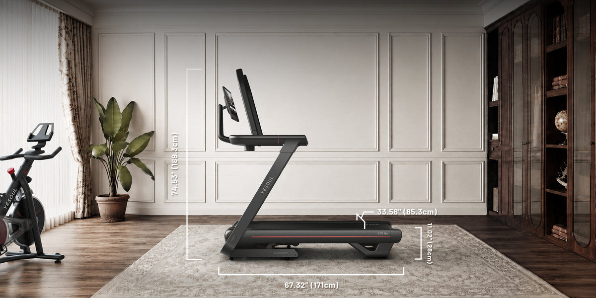 YESOUL T5 treadmill flat in a garage